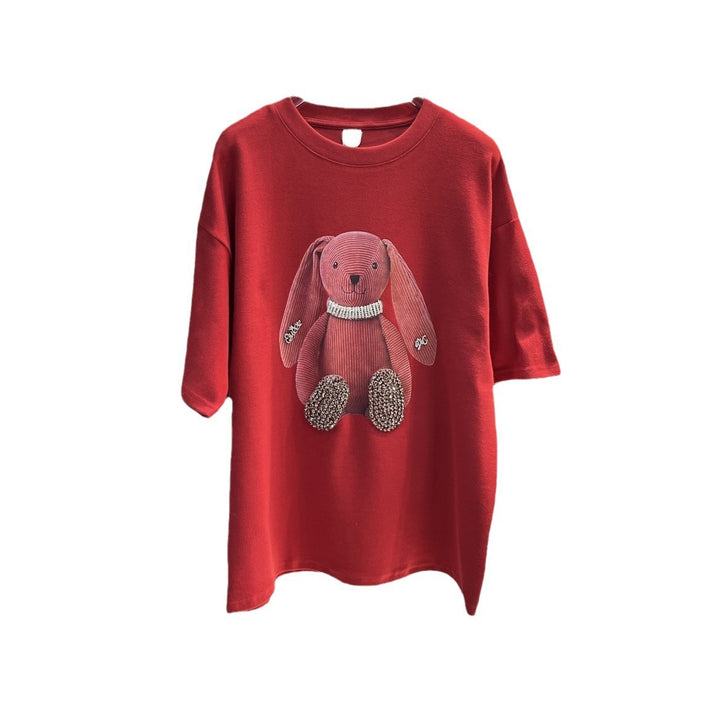 Dame T-shirt med betagende dyremotiv og glitrende detaljer Stilla