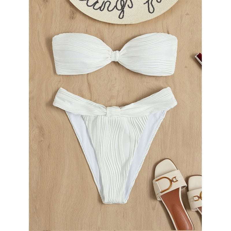 Dame bandeau bikini med rynker Skovae