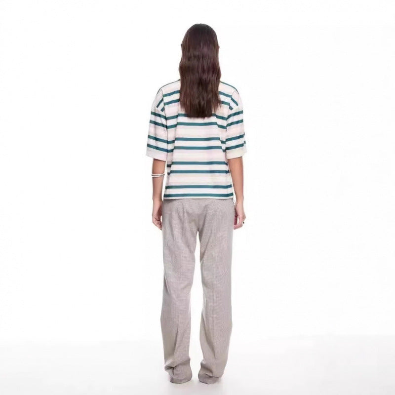 Dame Størrelser Stribet T-Shirt Stilla