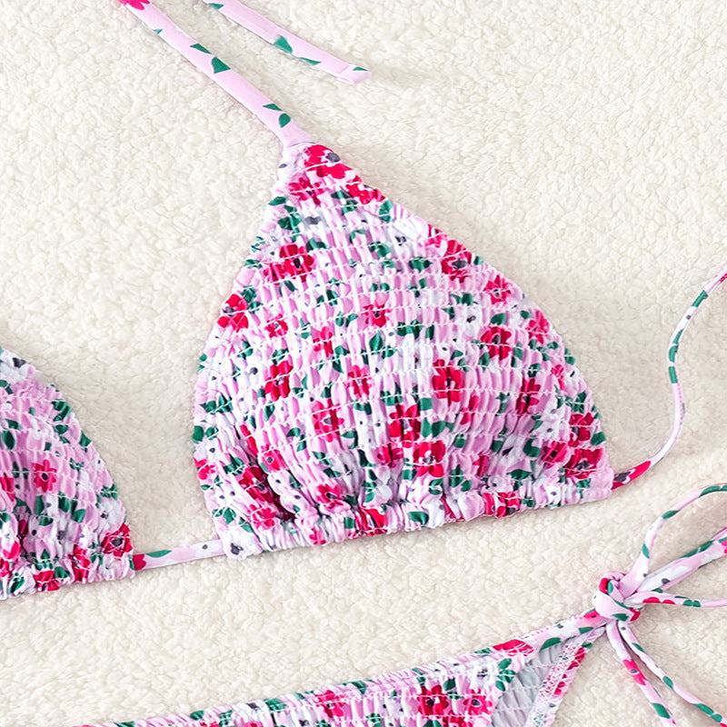 Dame Floral Push-Up-Bikini-Sæt med legende bindebånd Skovae