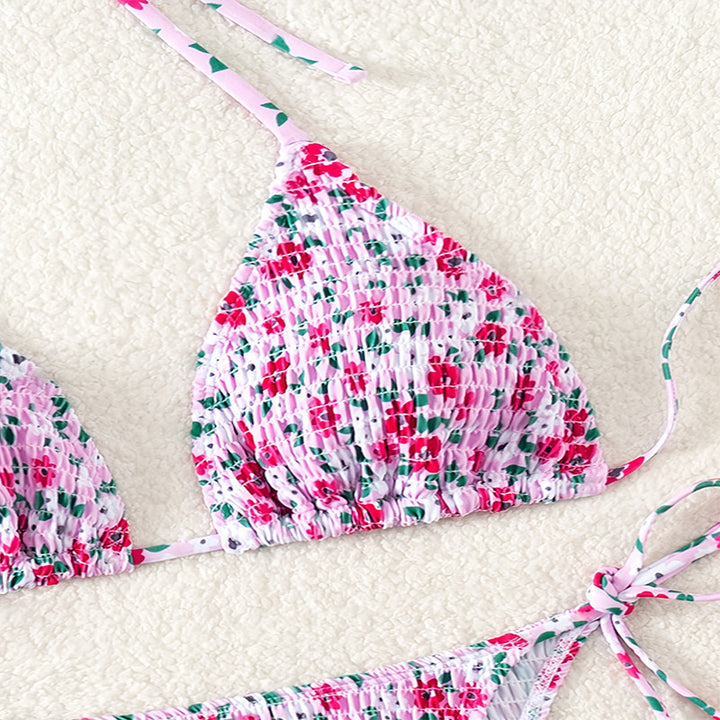 Dame Floral Push-Up-Bikini-Sæt med legende bindebånd Skovae