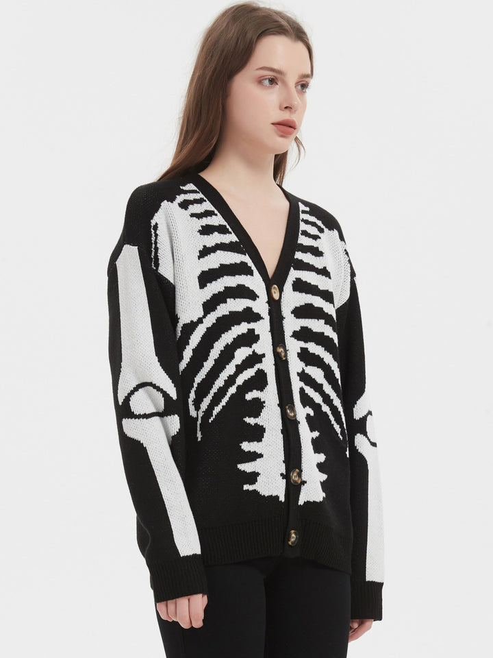 Femme Grafik Skelet Cardigan Stilla