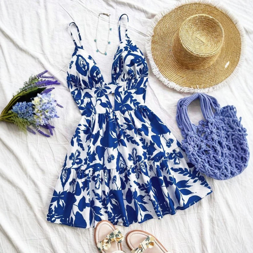 Dame sommerkjole med legende babydoll-snit og blomsterdesign Skovae