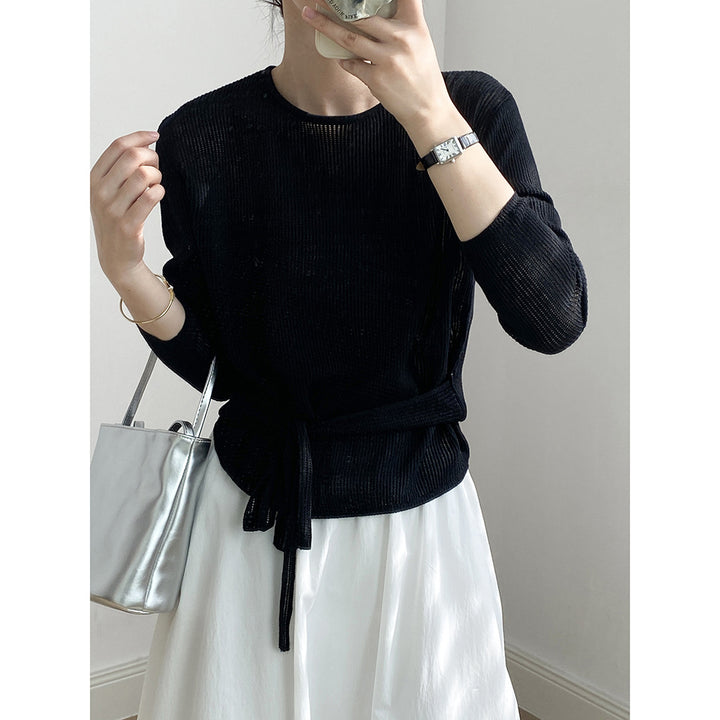 Dame afslappet sweater med bæltebinding Stilla