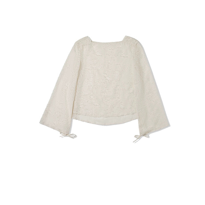 Dame romantisk bluse med fint strukturdesign og afslappet snit Stilla