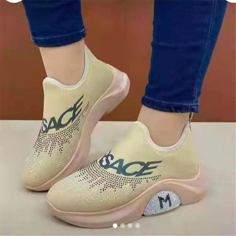 Dame Sneakers med elastisk overdel og funklerende strass-applikation Stilla