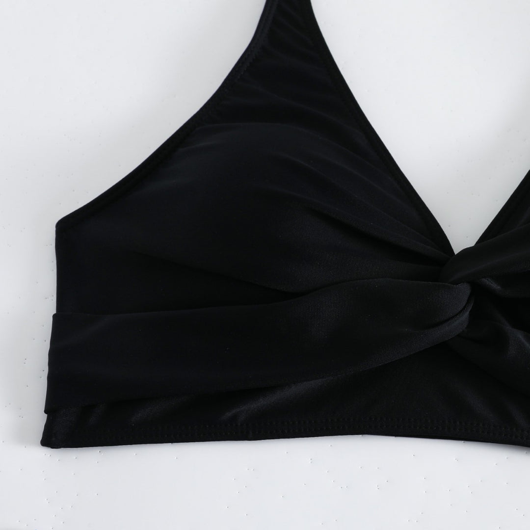 Dame Højtaljet Bikini-Sæt med elegant knudedesign og blomsterprint Stilla