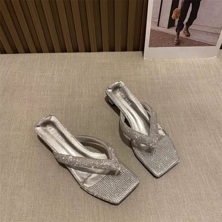 Dame Glamourøse Tåsteg-Pumps med glitrende Riemendesign og komfortabel blokhæl Stilla
