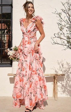 Femme Floral Ryscher Cut-Out Maxi Kjole Stilla