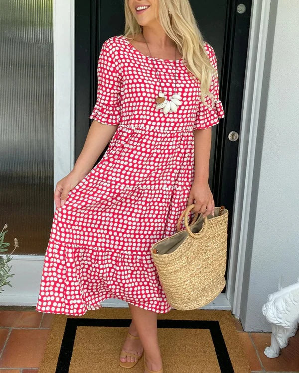 Dame Bohemian Polka Dot Midi Kjole Stilla