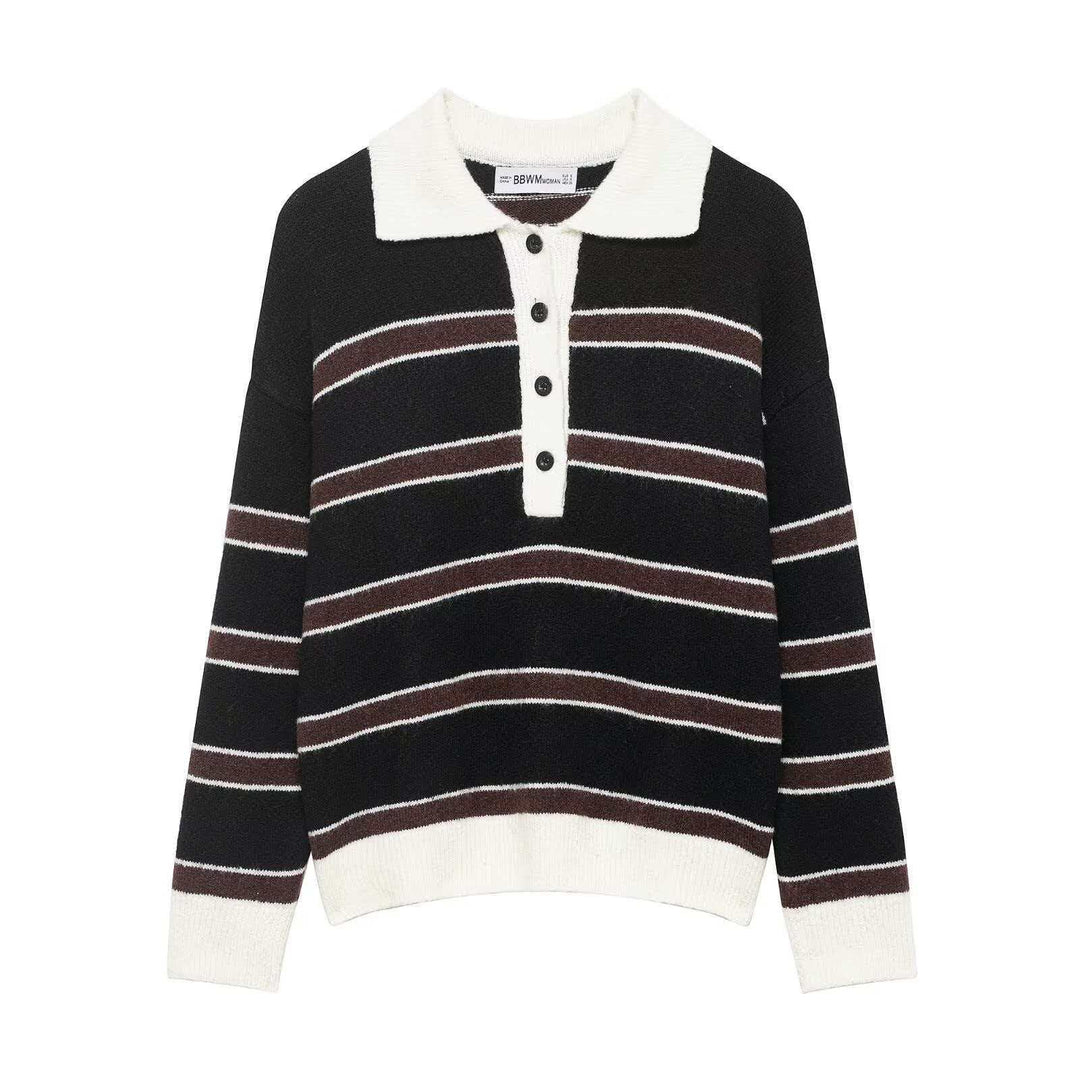 Kvinders afslappede sweater med krave og knaplukning Stilla