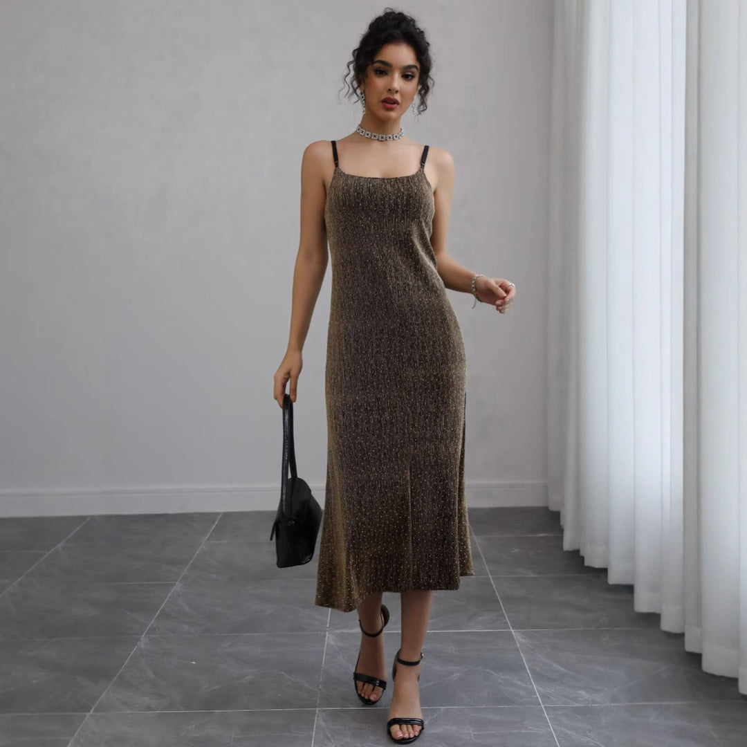 Dame Elegant Strik-Midi-Kjole Stilla