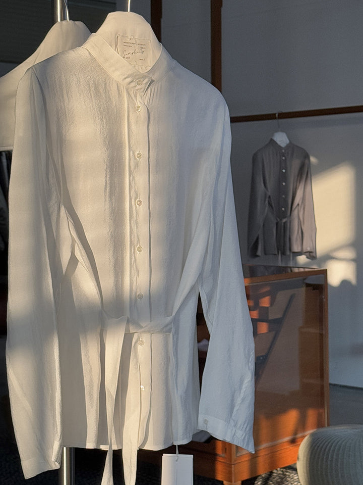Damer casual bluse med stilig ståkrave og innovativ stofstruktur Stilla