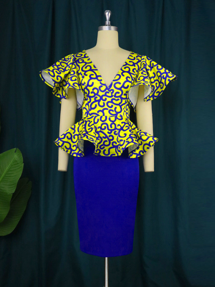 Dame Elegant Peplum-top med off-shoulder ærmer og blomsterprint Skovae
