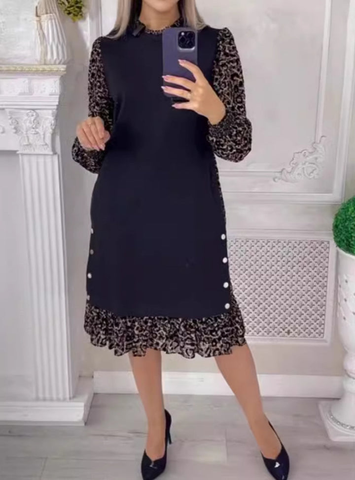 Damekjole med elegant flæsekant og gennemsigtige ærmer Stilla
