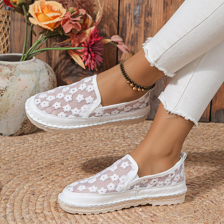 Dame Slip-On Stofsko med florale accenter og skridsikker sål Stilla