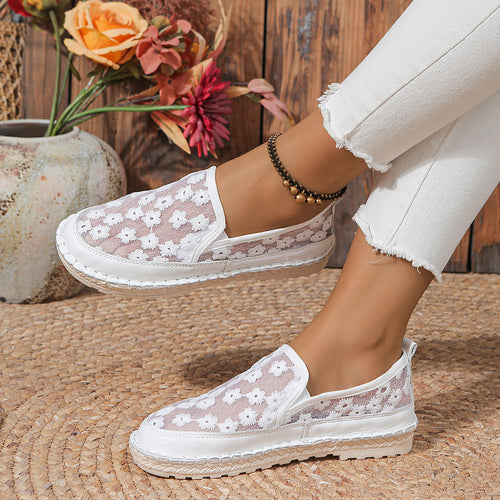 Dame Slip-On Stofsko med florale accenter og skridsikker sål Stilla