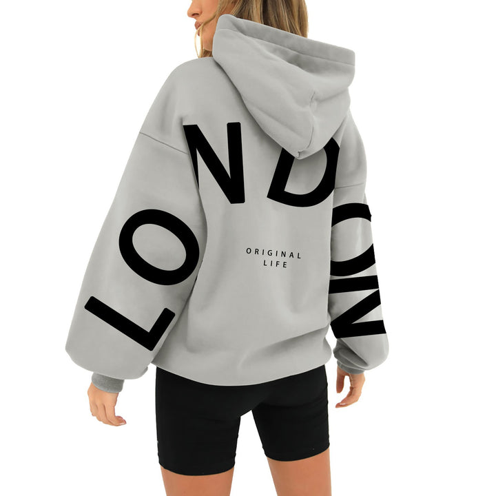 Kvinders oversized hoodie med trendy London print Skovae