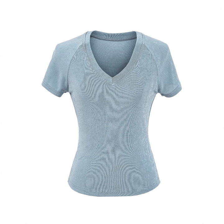 Dame V-hals T-shirt med åndbart materiale og behagelig pasform Stilla