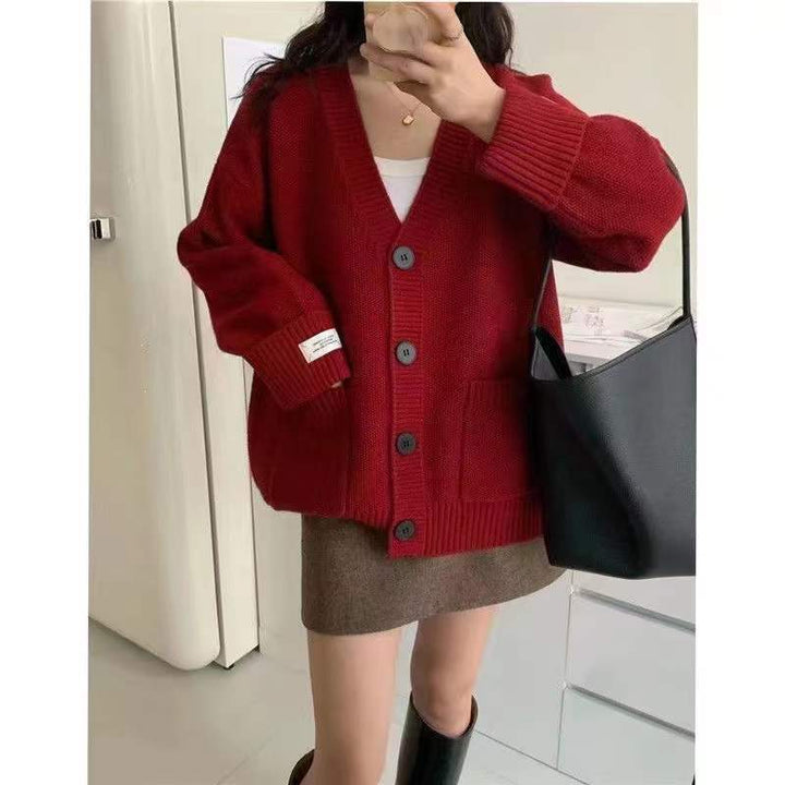 Kvinders Casual Oversized Cardigan med Store Lommer og Knap Detaljer Stilla