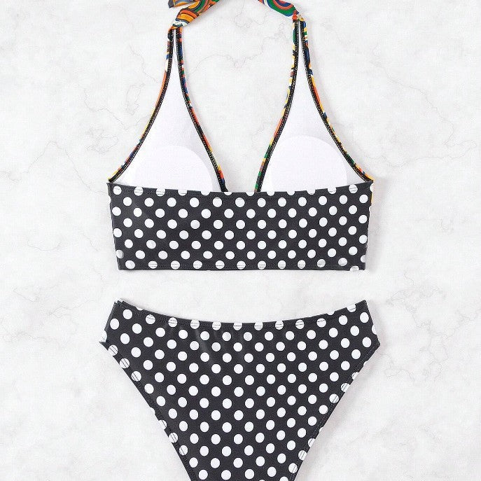 Damer Triangel-Bikini med moderne grafisk mønster Skovae