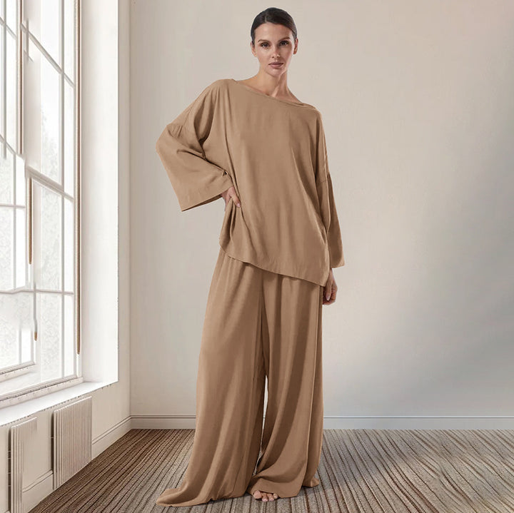 Dame komfortabel topmoderne loungebukser med bred pasform og elegante ærmer Stilla