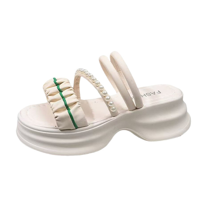 Damer mode Plateau-sandaletter med iøjnefaldende knude-design og elegante perledetaljer Stilla