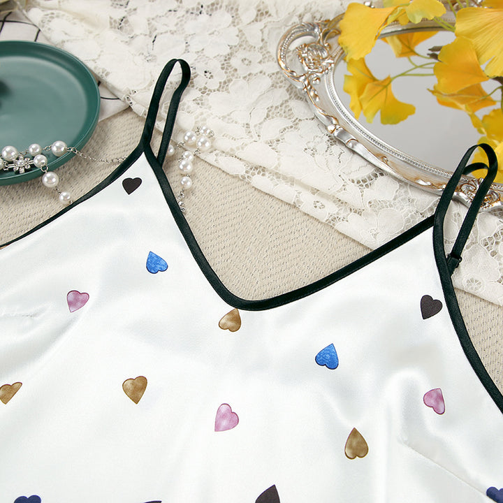 Dame Satin pyjamasæt med legende hjerte-design Stilla