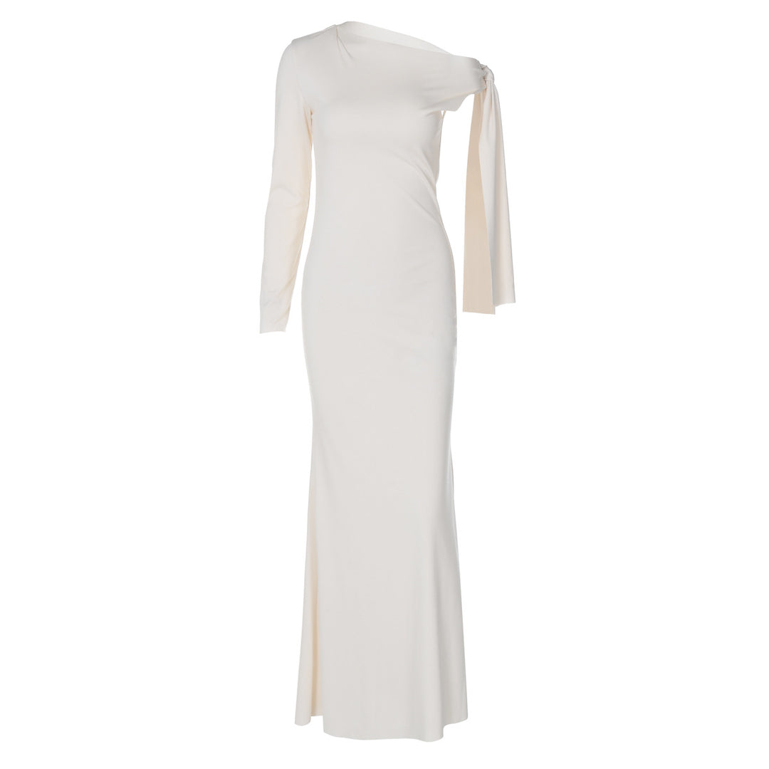 Dame Elegant Maxikjole med asymmetrisk udskæring og raffineret bånd Stilla