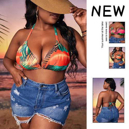 Dame triangel-bikini med blomstret design Skovae
