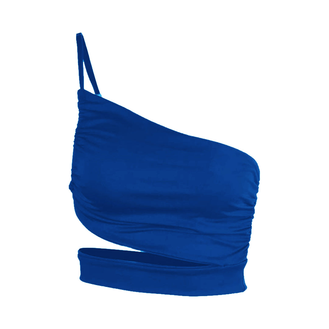 Dame asymmetrisk crop-top med elegant indviklingsdesign Skovae