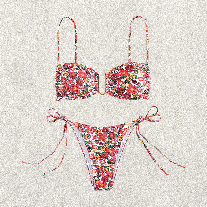 Dame Floral Push-Up-Bikini med justerbare stropper Skovae