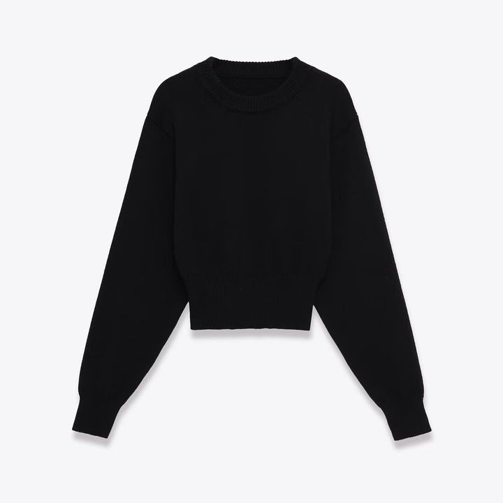 Dame afslappet strikket pullover med hængende skuldre og elastisk kant Stilla