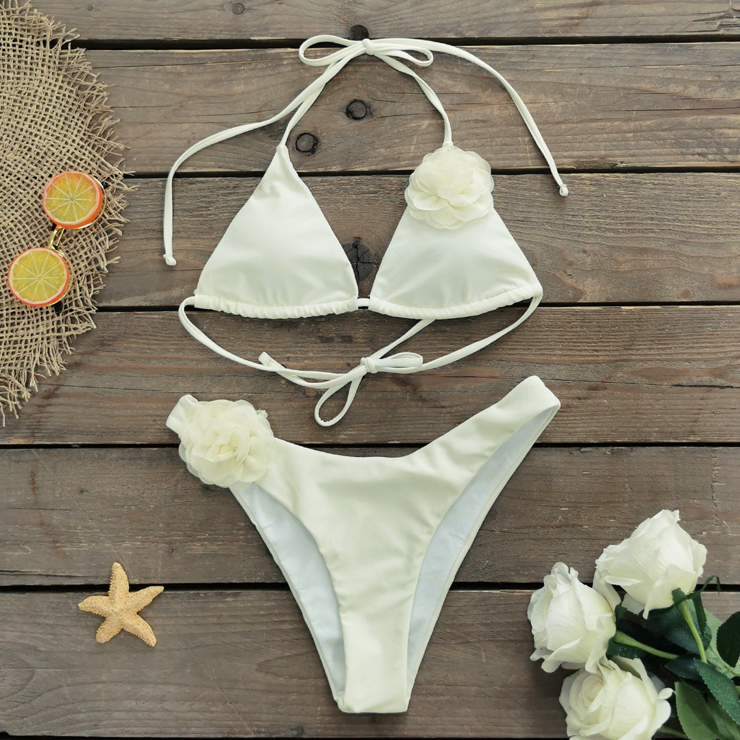 Dame bikini sæt med blomsterapplikationer Stilla