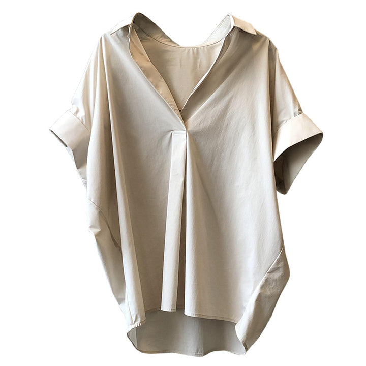 Dame elegant Oversize-bluse med V-udskæring og afslappet snit Stilla