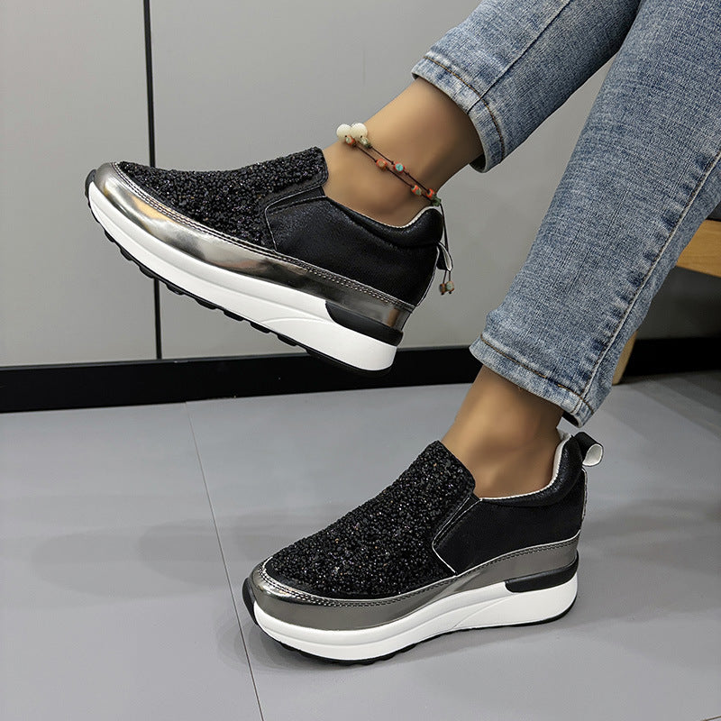 Dame Slip-On Sneakers med glitrende glimmerdesign og komfortabel sål Stilla