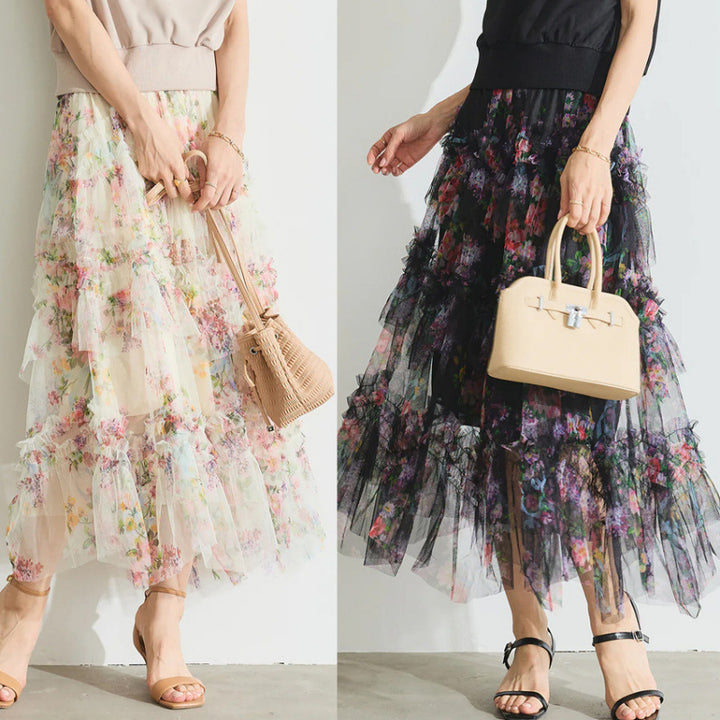 Dame lagdeling blomster maxi nederdel Stilla