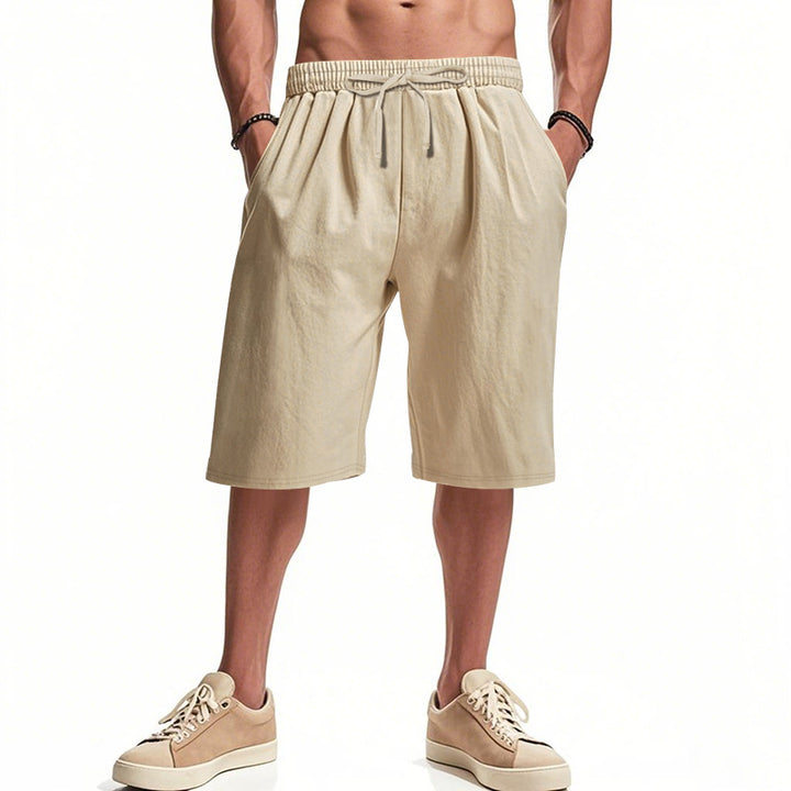Herre nan afslappede bermudashorts i bomuldsblanding med elastisk livline snor og sidelommer Skovae