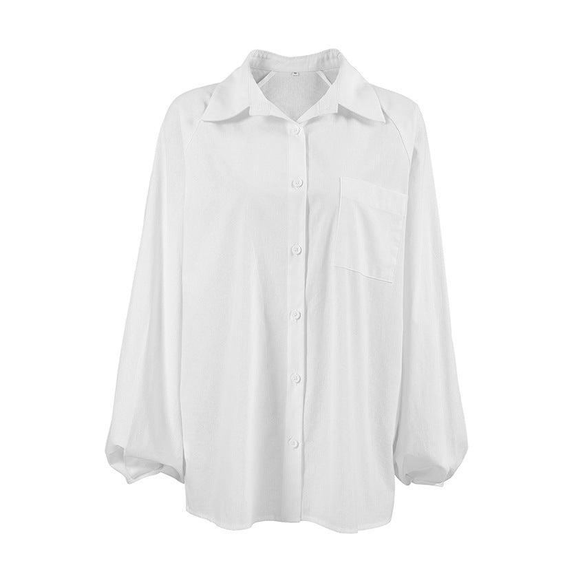 Dame Oversized Bluse i let linned med elegante pufærmer Stilla