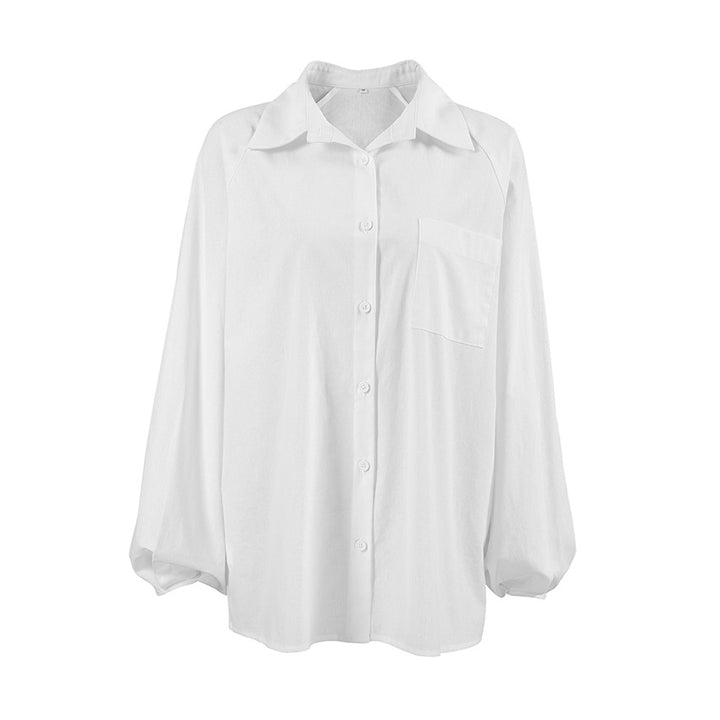 Dame Oversized Bluse i let linned med elegante pufærmer Stilla