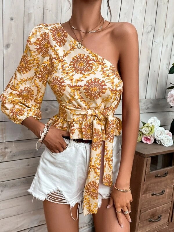 Dame One-Shoulder Peplum Top Stilla