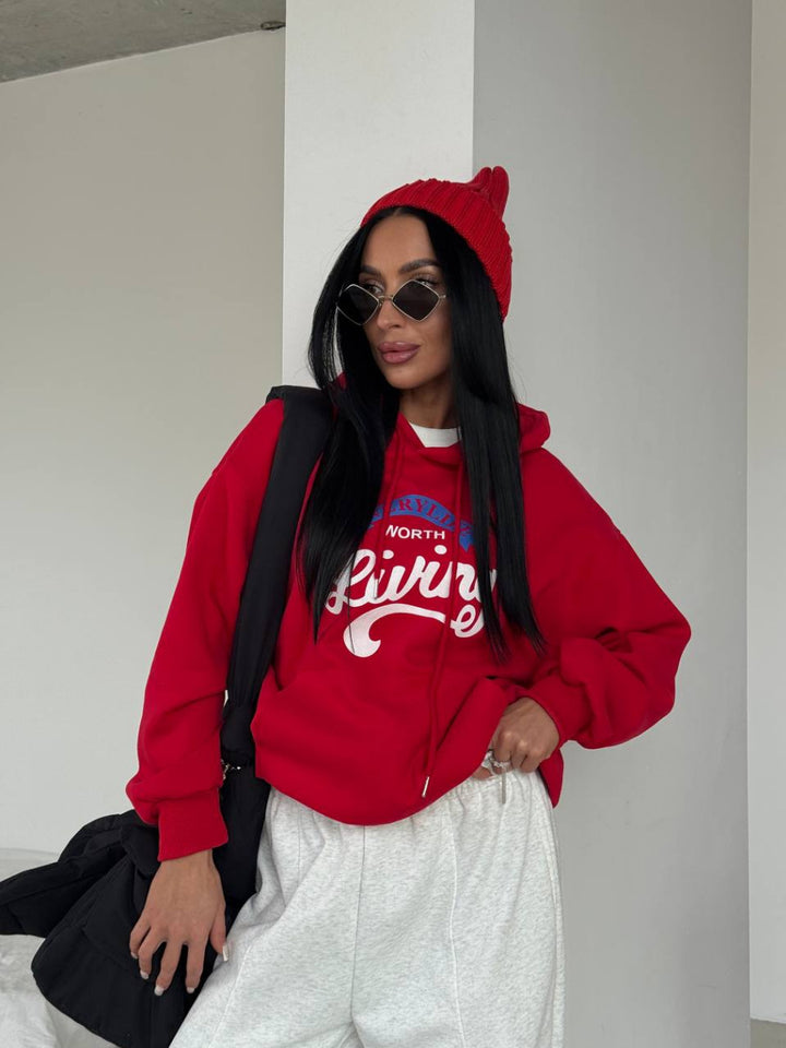 Kvinders afslappede hoodie med originalt print og oversized pasform Stilla