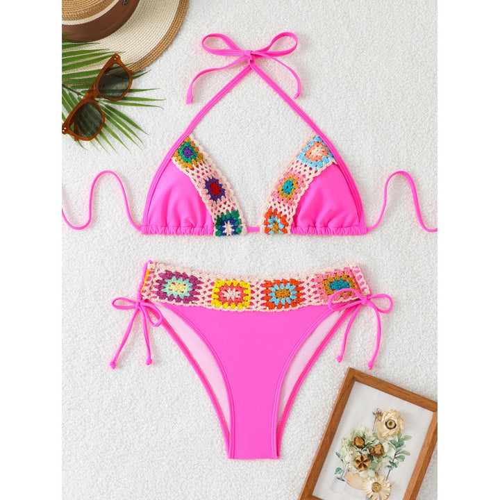 Dame Farverigt broderet bikini med høj talje Stilla