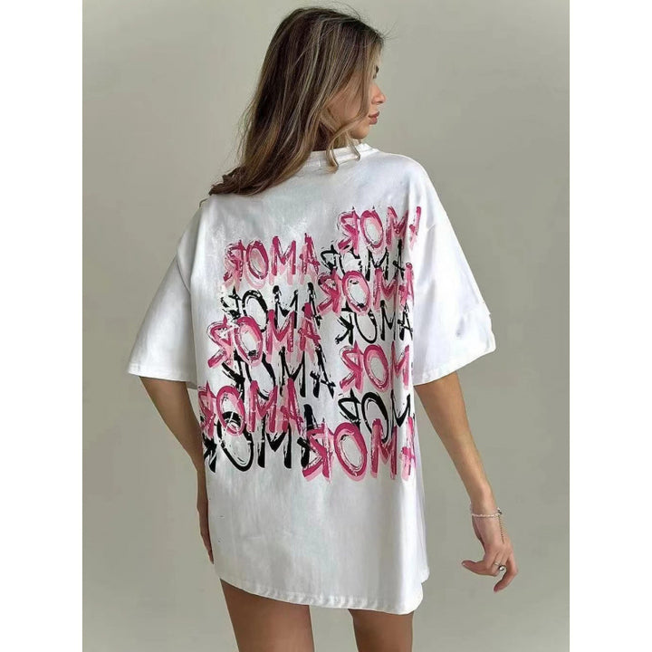 Damer Oversized T-Shirt med kunstnerisk skrifttype og afslappet pasform Stilla