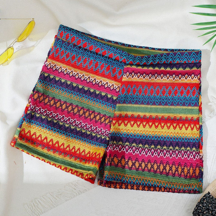 Dame badeshorts med livligt mønster og elastisk linning Stilla