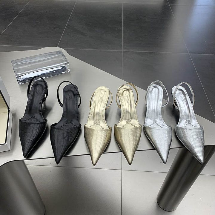 Dame Sling-pumps med elegant spids og fashionable teksturer Stilla