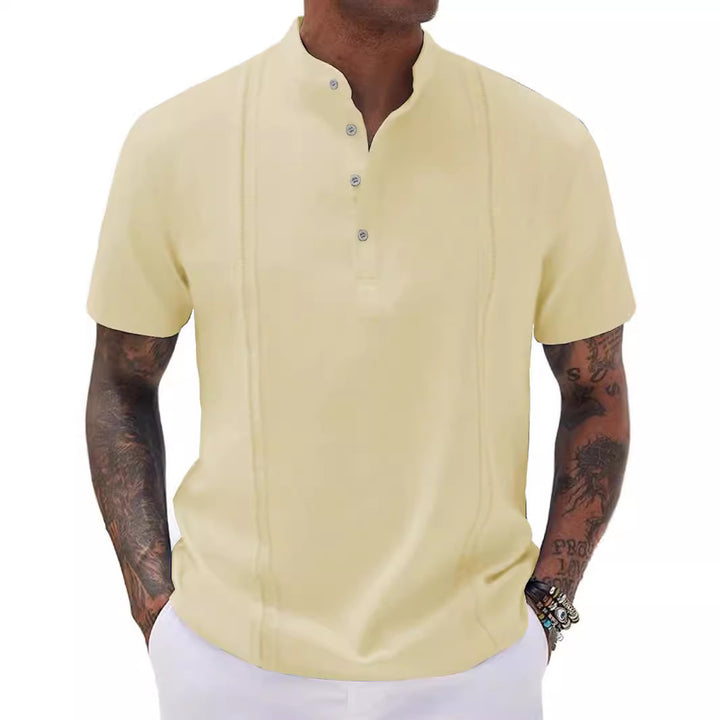 Herrer Poloshirt med moderne knapliste-design og åndbar struktur Stilla
