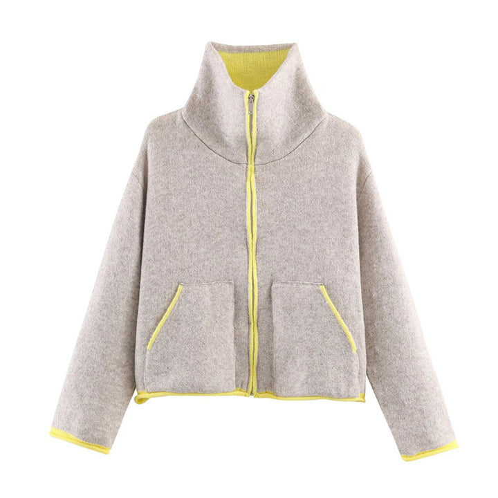 Dames moderne oversized fleecejakke med høj krave og praktiske lommer Stilla