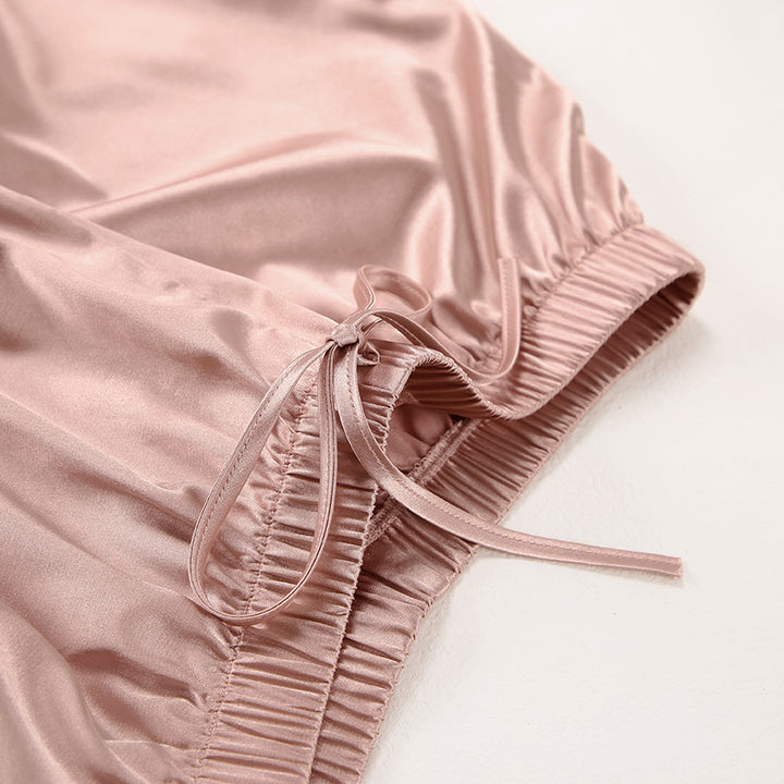 Dame satinere Loungewear-kombination af BH og vide bukser Stilla
