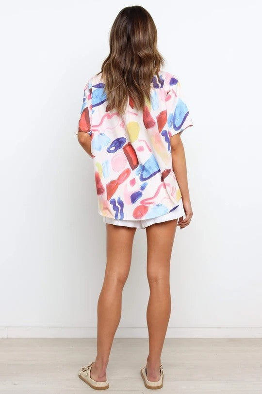 Femme Abstract Print Kortærmet T-shirt Stilla